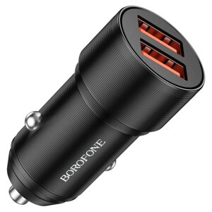 Автомобільний зарядний пристрій BOROFONE BZ19 Wisdom dual port car charger Black BZ19B