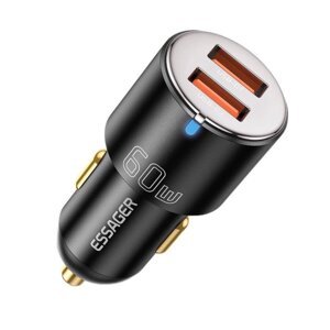 Автомобільний зарядний пристрій Essager City Dual USB-A Car Charger 60W, колір чорний ECC2C1A-FF01