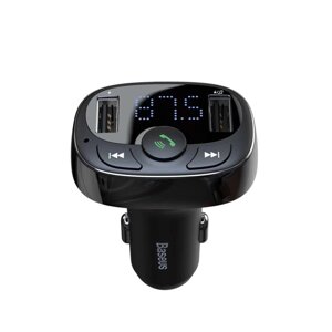 Автомобільний зарядний пристрій з FM-модулятором Baseus T Shaped S-09A Car Bluetooth MP3 Player Black CCMT000001