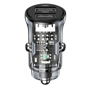 Автомобільний зарядний пристрій Usams US-CC162 C31 15W Transparent Dual USB A+A Mini CC162CC01