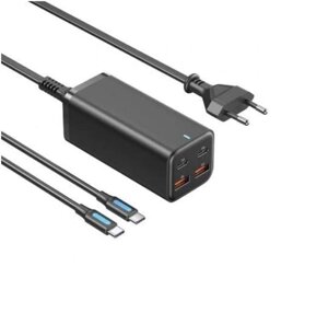 Мережевий зарядний пристрій Vention 4-Port USB GaN Charger EU-Plug Black FBSBG-EU