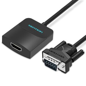 Відеоадаптер відео перехідник адаптер Vention VGA - HDMI конвертер "мама" Micro USB звуковий порт 15 см, колір чорний