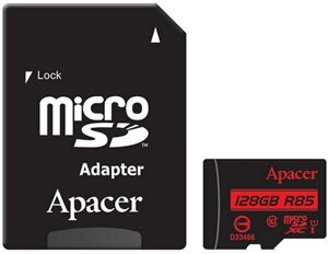 Карта пам'яті apacer microsdxc 128GB UHS-I U1 class 10 (AP128GMCSX10U5-R) + SD адаптер