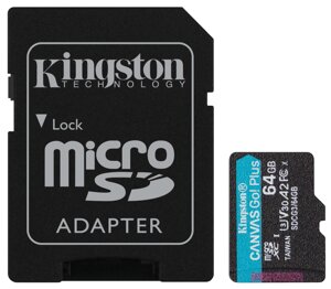 Карта пам'яті Kingston microSDXC 64GB Canvas Go+ U3 V30 (SDCG3/64GB) + Адаптер