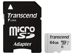 Карта пам'яті transcend microsdxc 64GB UHS-I U1 (TS64GUSD300S-A) + SD адаптер