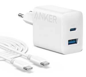 Мережевий зарядний пристрій Anker PowerPort - 20W USB-C&USB-A + USB-C cable White