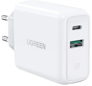 Мережевий зарядний пристрій Ugreen CD170 36W USB + Type-C Charger (White