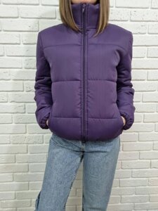 Демісезонна коротка жіноча куртка для дівчинки фіолетова oversize р. 158 164 170 176 158