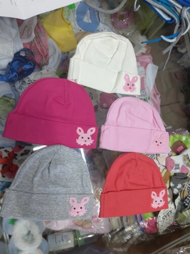 Демісезонна Ясельна Трикотажна шапка для малюків дівчинки розмір 44 - 48
