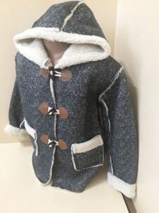 Демісезонне Пальто толстовка куртка хутро для хлопчика капюшон накладні кишені р. 110 116 122