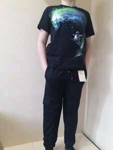 Спортивні штани для хлопчика Чорний Карго р. 122 - 164
