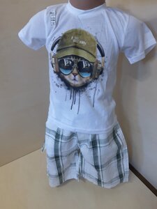 Костюм літній футболка шорти для хлопчика Кіт 110 116