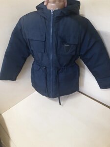 Однотонна синя Куртка демісезонна для хлопчика р. 116 — 146 122