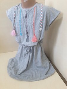 Літнє плаття сарафандля дівчинки Бохо 116 122 128 134 128 134 сірий
