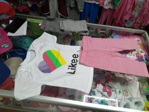 Літній костюм для дівчинки футболка подовжені шорти likee 92 -116
