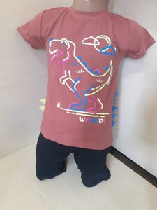 Літній костюм для хлопчика Динозавр 3Д футболки 80 86 92 98 104 110 116 122