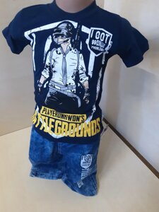 Літній Костюм для хлопчика футболка джинсові шорти р. 104 110