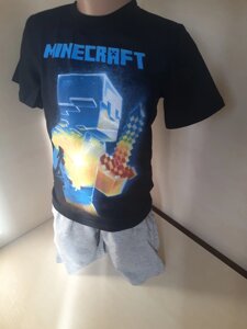 Літній костюм для хлопчика футболка шорти Майнкрафт р. 134 140 146 152