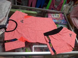 Літній спортивний костюм для дівчинки футболка шорти р. 122 128 134