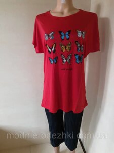 Літня жіноча футболка червона розміри 50 52 54
