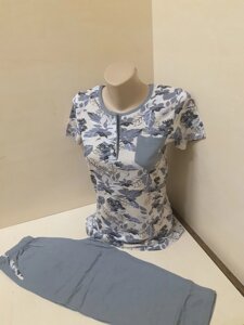 Літня жіноча піжама футболка бриджі р. 42 44 46 48