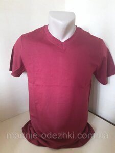Чоловічі футболки бавовна однотонна Узбекистан бордова розмір 48