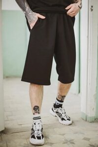 Чоловічі довгі літні спортивні шорти з кишенями чорні р. 48 50 52 54 56