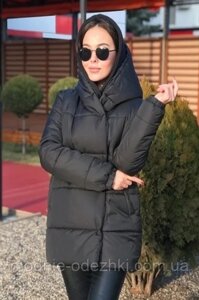 Підліткове пальто пуховик Куртка оверсайз для дівчинки осінь чорна зима 152 - 176 170