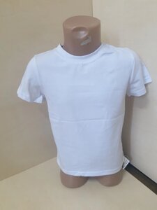 Спортивна однотонна біла футболка Преміум для хлопчика дівчинки 98 -140