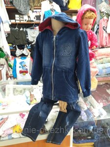 Тепла джинсова куртка вітровка для хлопчика на флісі р. 98 - 128