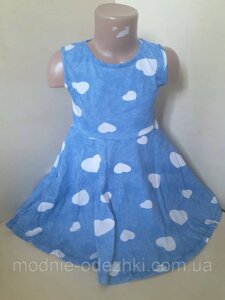 Трикотажне Літнє плаття сарафан для дівчинки блакитний 92 - 128