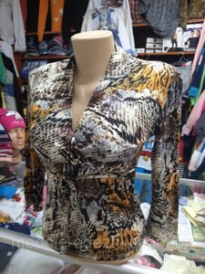 Женская блуза рубашка реглан трикотажный рукав 3\4 размер 42 44 46 46
