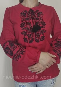 Жіноча домотка сорочка вишиванка червона 44 - 60