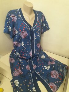 Жіночий літній бавовняний халат на гудзиках розміри 48 - 56 56