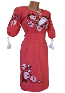 Жіноча вишита хрестиком плаття Льон різні кольори 42 - 60