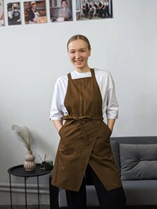 Фартух бармена, офіціанта, кухаря Vsetex Cappuccino Canvas Коричневий