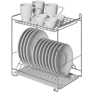 Сушарка для посуду Метал-Стиль, хром, 2-ярусна з кріпленням на стіну, довжина - 37см, СП-24222