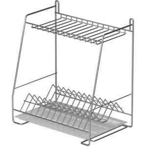 Сушарка для посуду трапецієподібна метал-стиль, хром, 2-ярусна довжина - 37см, СТ-24222
