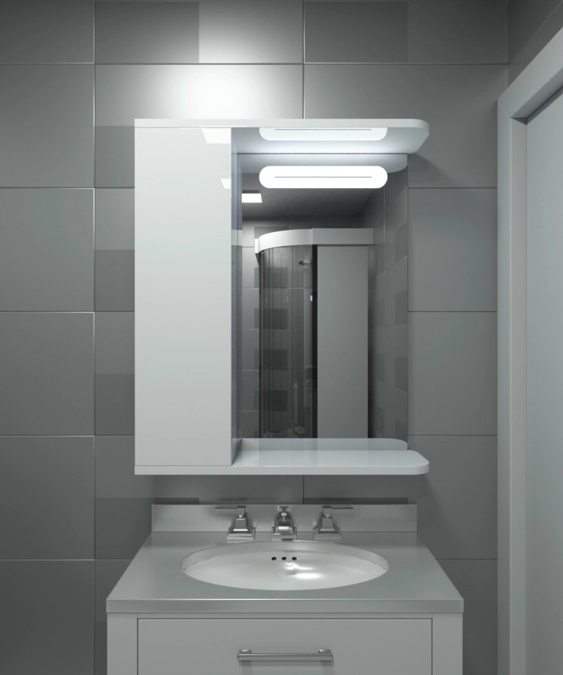 Шафа-дзеркало з LED підсвічуванням ШК600/2 двері лев - знижка