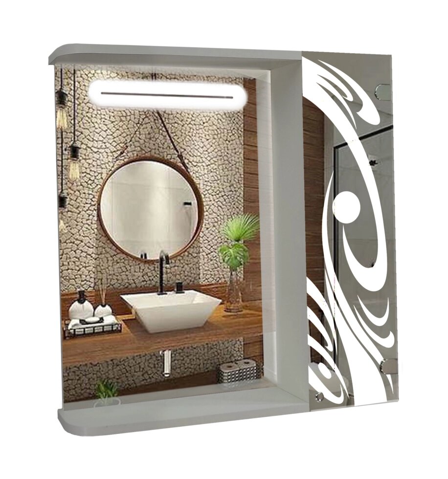 Шафа-дзеркало (60*70*14см) з LED підсвічуванням ШК812 від компанії Інтернет-магазин "KOMAMI" - фото 1