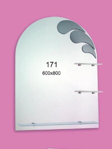 Дзеркало для ванної кімнати 600х800 Ф171 з полками