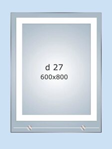 Дзеркало зі світлодіодним підсвічуванням led 600 * 800h з полицею D27 c вимикачем кнопка