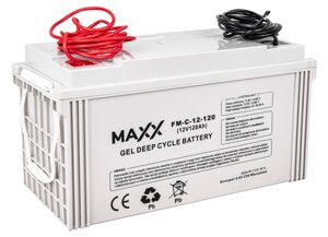 Акумуляторна батарея гелева maxx FM-с-12-120 GEL DEEP CYCLE battery 12V 120ah [кабель 6мм, 2.5м]