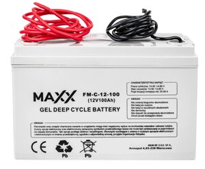 Акумуляторна батарея гелева maxx FM-с-12-100 GEL DEEP CYCLE battery 12V 100ah [кабель 6мм, 2.5м]