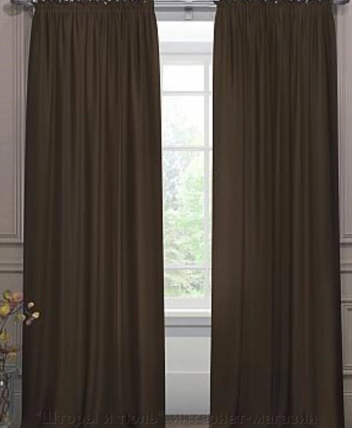 Комплект штор колір венге для залу і спальні від компанії "Штори і тюль" інтернет-магазин - фото 1