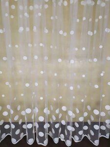 Тюль в зал узор шарики горох белого цвета в Киеве от компании "Тюль, гардины, шторы"  интернет-магазин