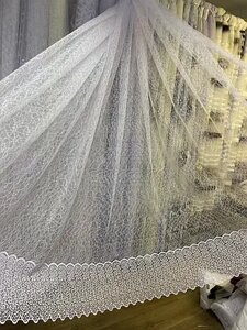 Тюль павутинка біла з ажурним низом в Києві от компании "Шторы и тюль"  интернет-магазин