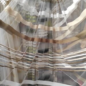 Тюль в зал полоски цвета бежевый в Киеве от компании "Тюль, гардины, шторы"  интернет-магазин