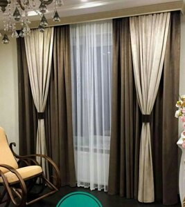 Комплект штор с тюлью Комби-контраст для зала и в спальню