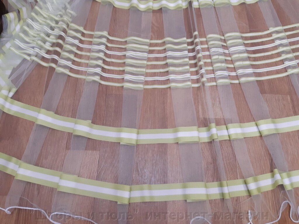 Тюль для кухні фатіновой з смужками від компанії "Штори і тюль" інтернет-магазин - фото 1